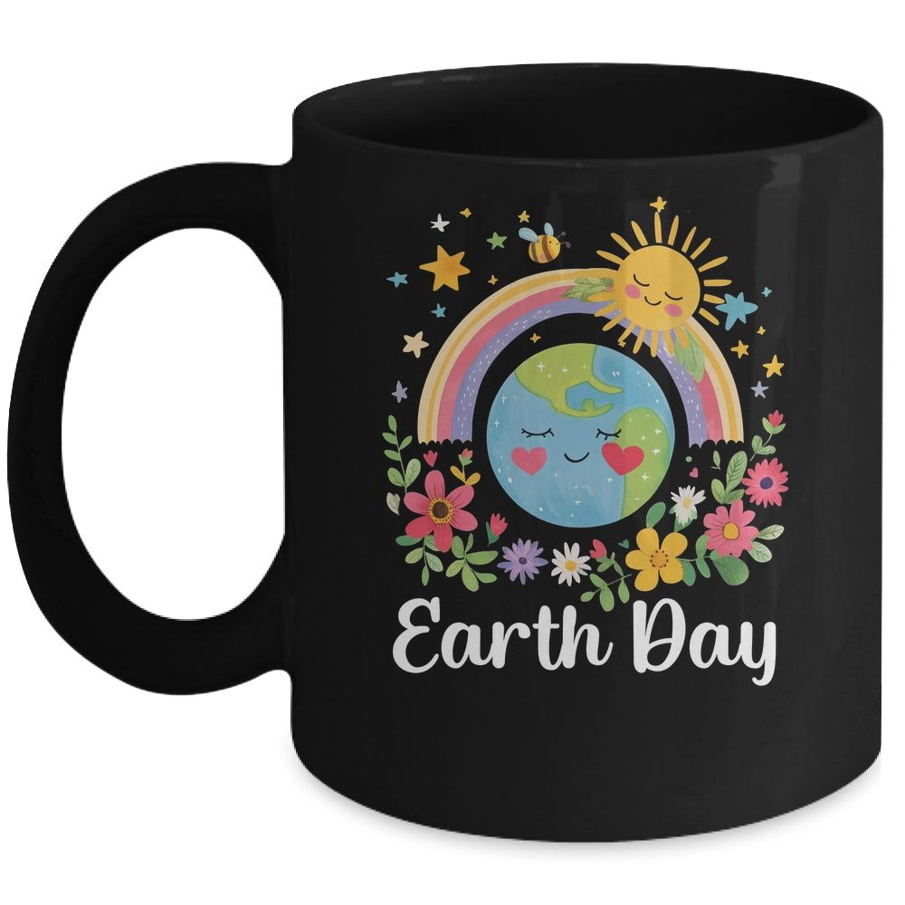 Happy Earth Day 2025 Cute Earth With Floral Earth Day Mug | siriusteestore