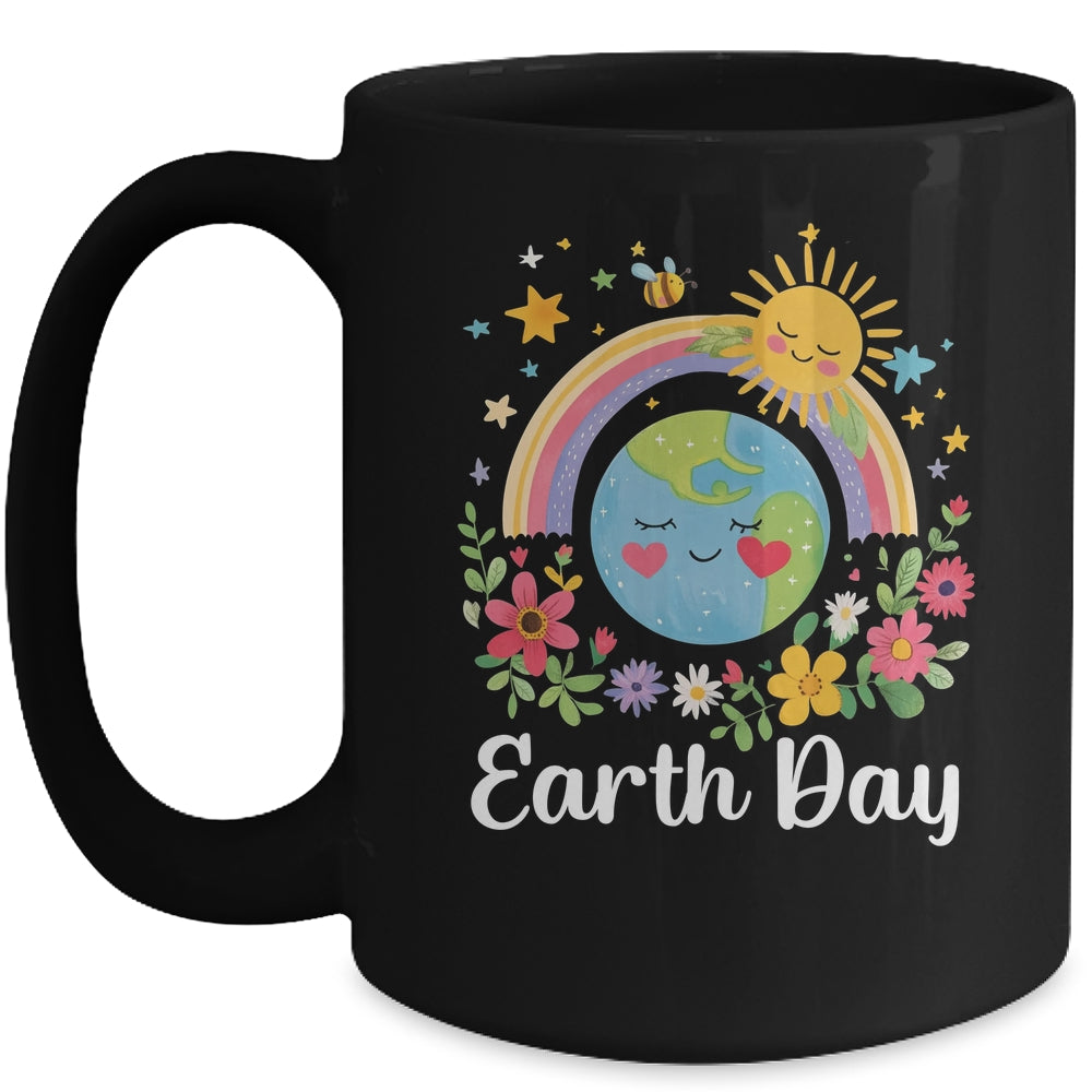 Happy Earth Day 2025 Cute Earth With Floral Earth Day Mug | siriusteestore