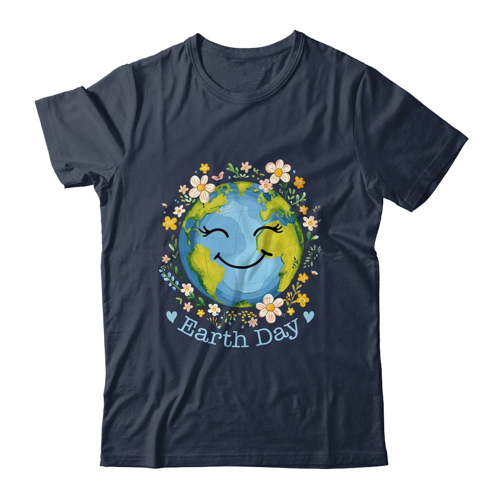 Happy Earth Day Cute Earth With Floral Earth Day 2024 Shirt & Tank Top | siriusteestore
