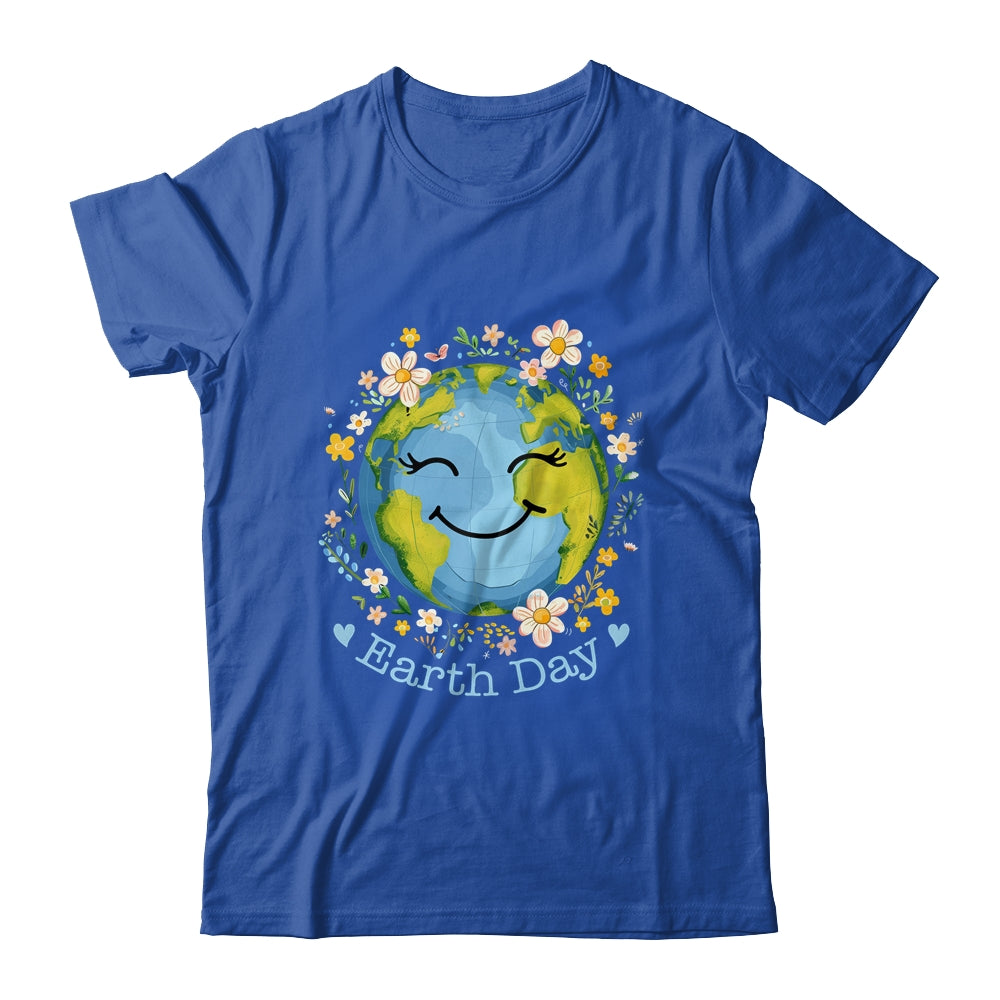Happy Earth Day Cute Earth With Floral Earth Day 2024 Shirt & Tank Top | siriusteestore