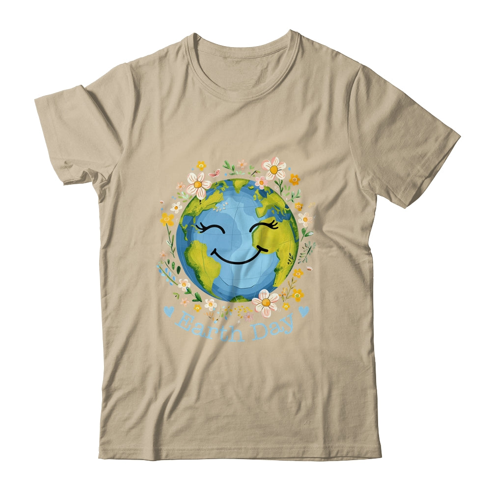 Happy Earth Day Cute Earth With Floral Earth Day 2024 Shirt & Tank Top | siriusteestore