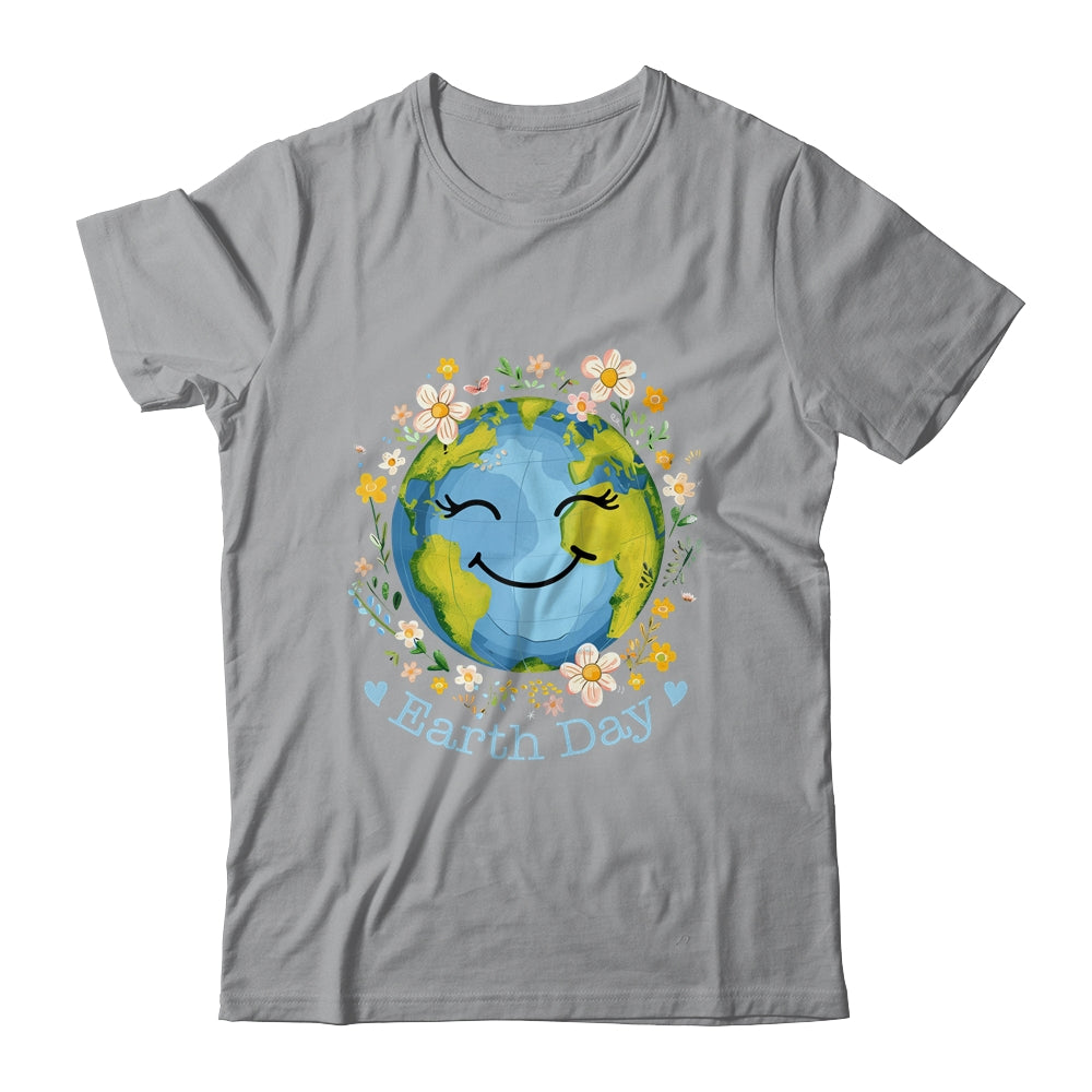 Happy Earth Day Cute Earth With Floral Earth Day 2024 Shirt & Tank Top | siriusteestore