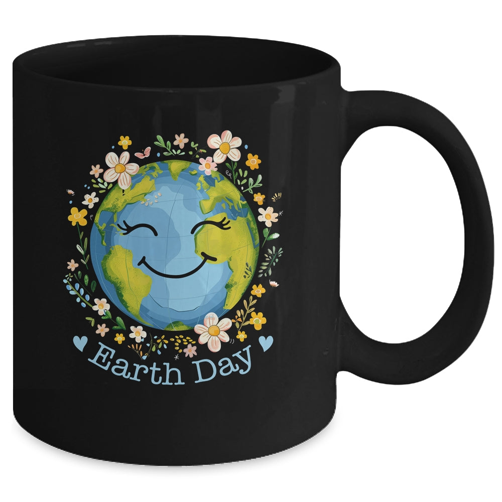 Happy Earth Day Cute Earth With Floral Earth Day 2024 Mug | siriusteestore