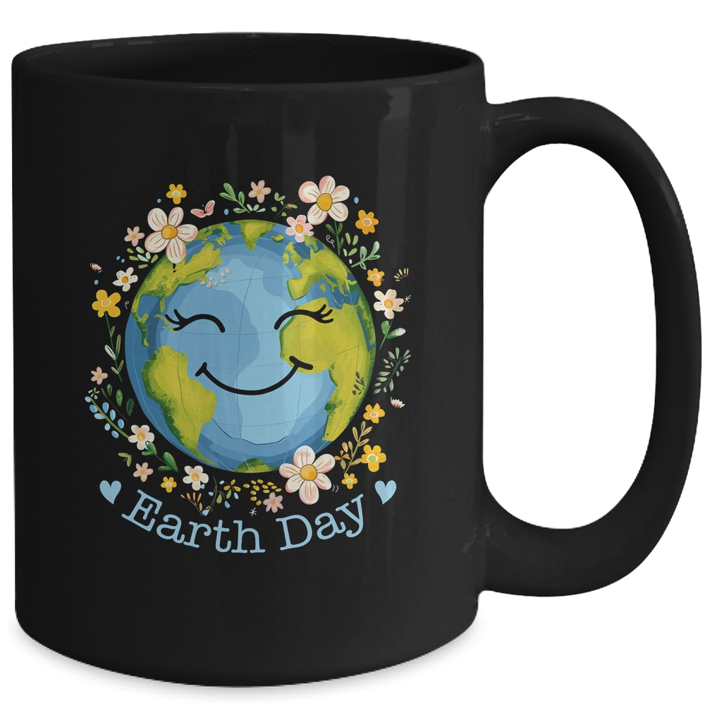 Happy Earth Day Cute Earth With Floral Earth Day 2024 Mug | siriusteestore