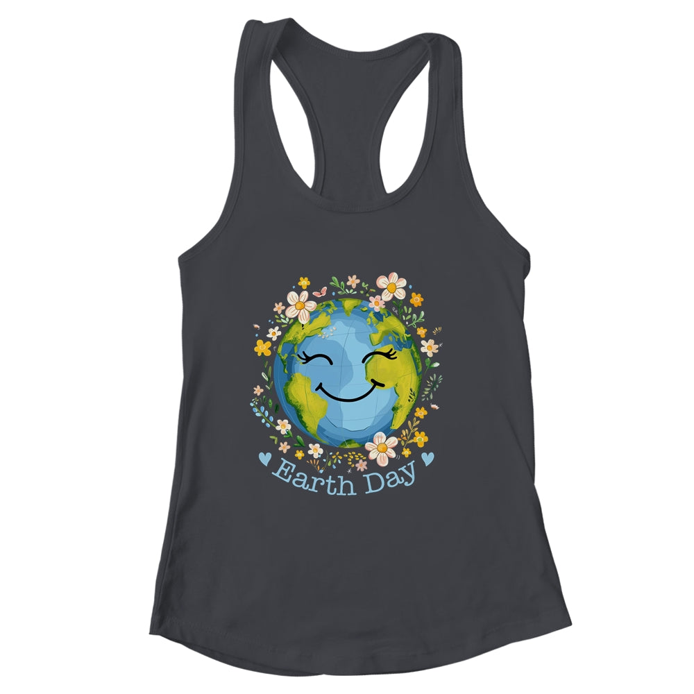 Happy Earth Day Cute Earth With Floral Earth Day 2024 Shirt & Tank Top | siriusteestore