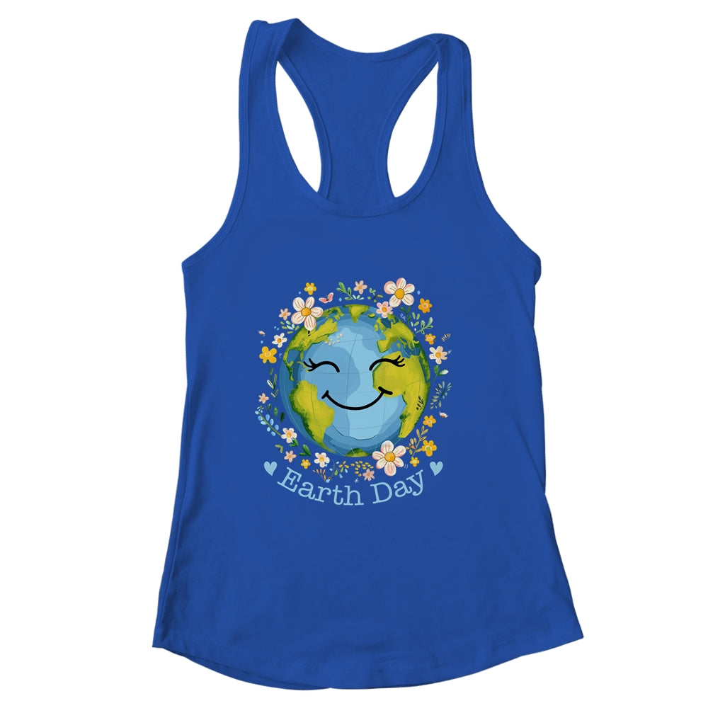 Happy Earth Day Cute Earth With Floral Earth Day 2024 Shirt & Tank Top | siriusteestore