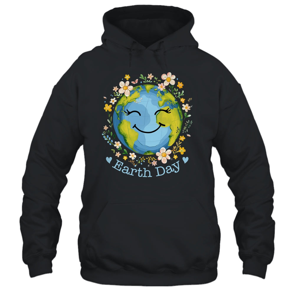 Happy Earth Day Cute Earth With Floral Earth Day 2024 Shirt & Tank Top | siriusteestore