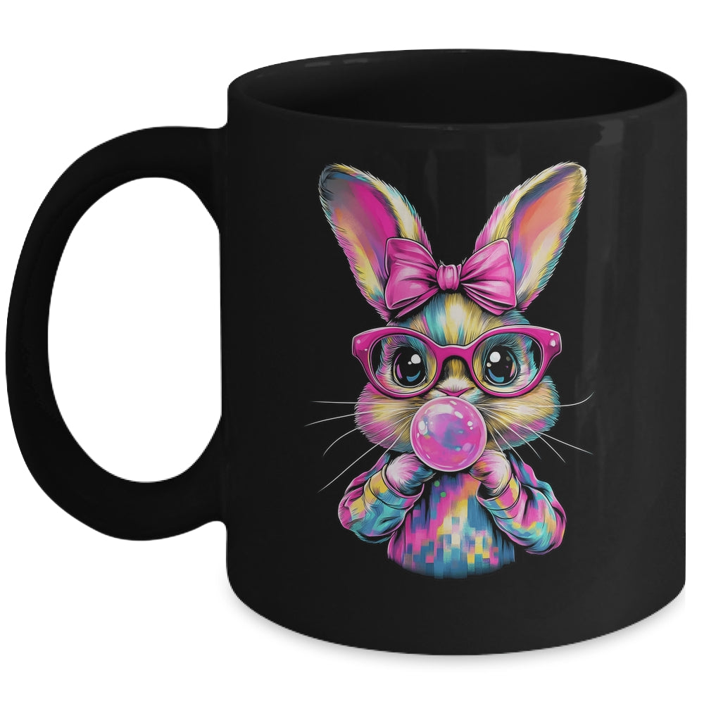 Happy Easter Bunny Coquette Bow Brushstroke Easter Girl Kids Mug | siriusteestore