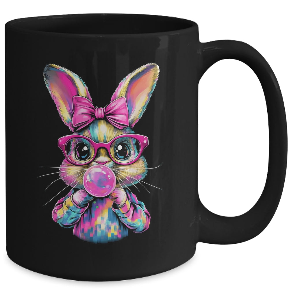 Happy Easter Bunny Coquette Bow Brushstroke Easter Girl Kids Mug | siriusteestore