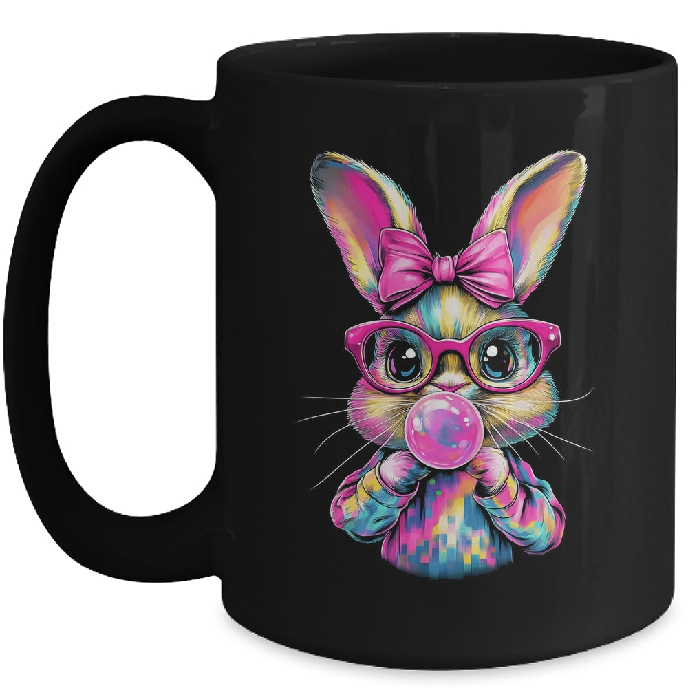 Happy Easter Bunny Coquette Bow Brushstroke Easter Girl Kids Mug | siriusteestore