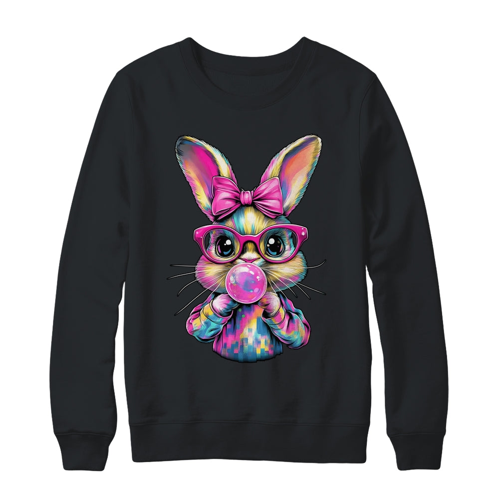 Happy Easter Bunny Coquette Bow Brushstroke Easter Girl Kids Shirt & Sweatshirt | siriusteestore