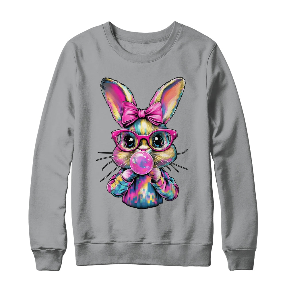 Happy Easter Bunny Coquette Bow Brushstroke Easter Girl Kids Shirt & Sweatshirt | siriusteestore