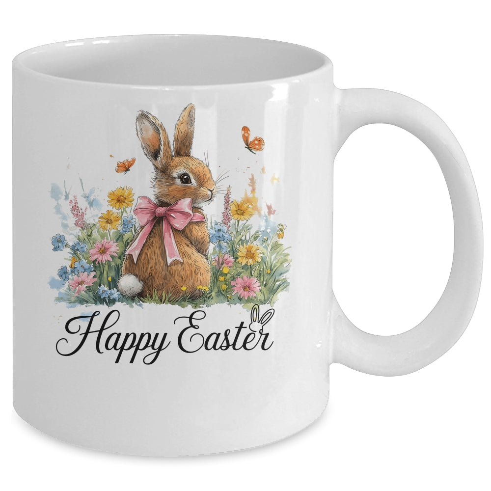 Happy Easter Bunny Coquette Spring Retro Girly Kids Floral Mug | siriusteestore