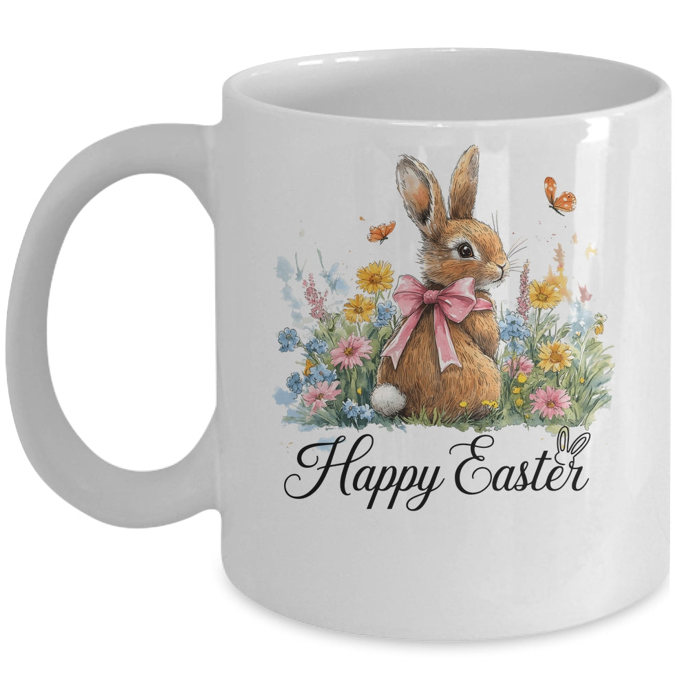 Happy Easter Bunny Coquette Spring Retro Girly Kids Floral Mug | siriusteestore