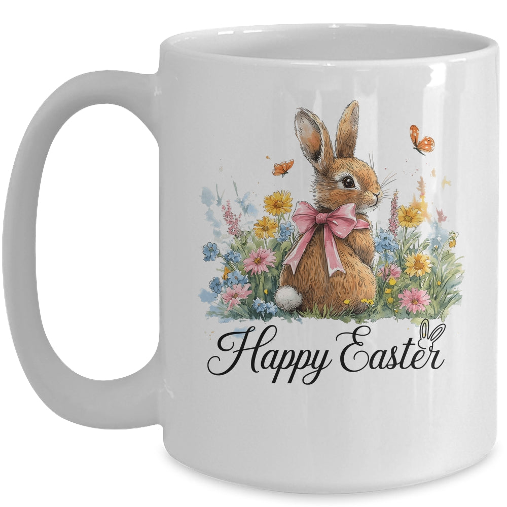 Happy Easter Bunny Coquette Spring Retro Girly Kids Floral Mug | siriusteestore