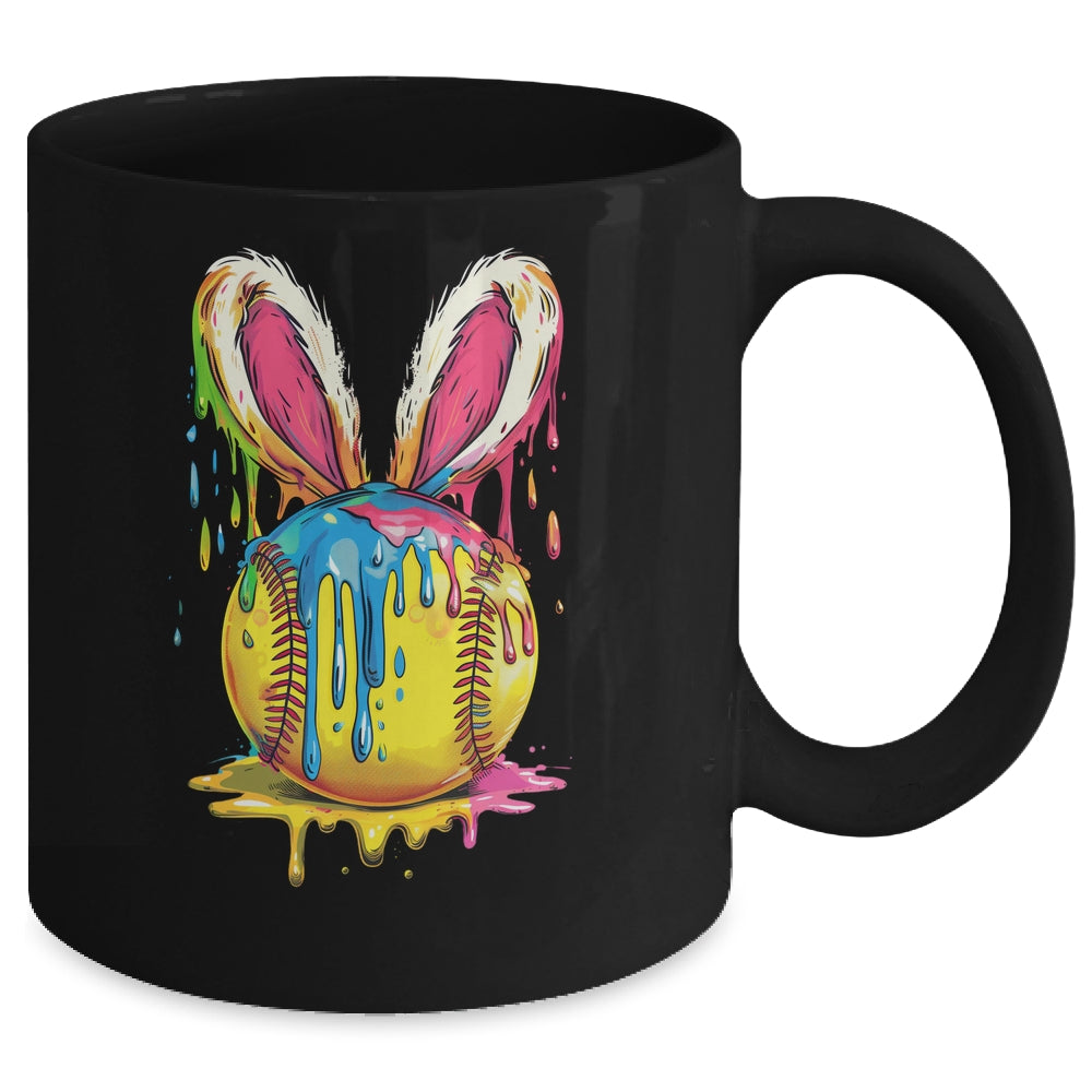 Happy Easter Bunny Softball Ice Cream Drip Women Girls Mug | siriusteestore