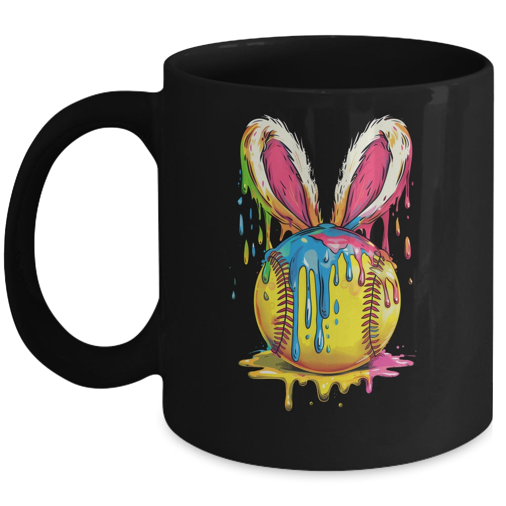 Happy Easter Bunny Softball Ice Cream Drip Women Girls Mug | siriusteestore