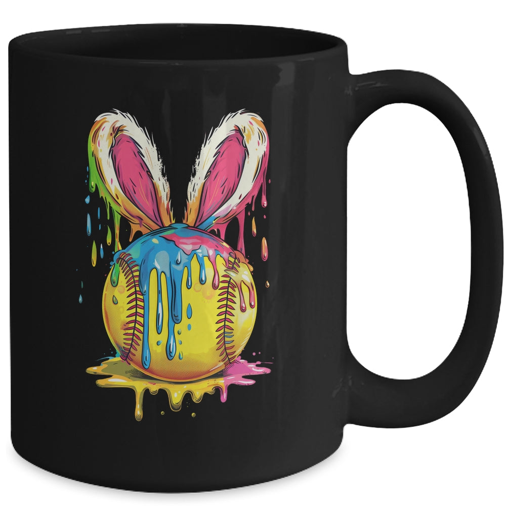 Happy Easter Bunny Softball Ice Cream Drip Women Girls Mug | siriusteestore