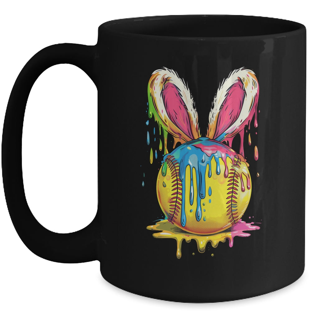 Happy Easter Bunny Softball Ice Cream Drip Women Girls Mug | siriusteestore