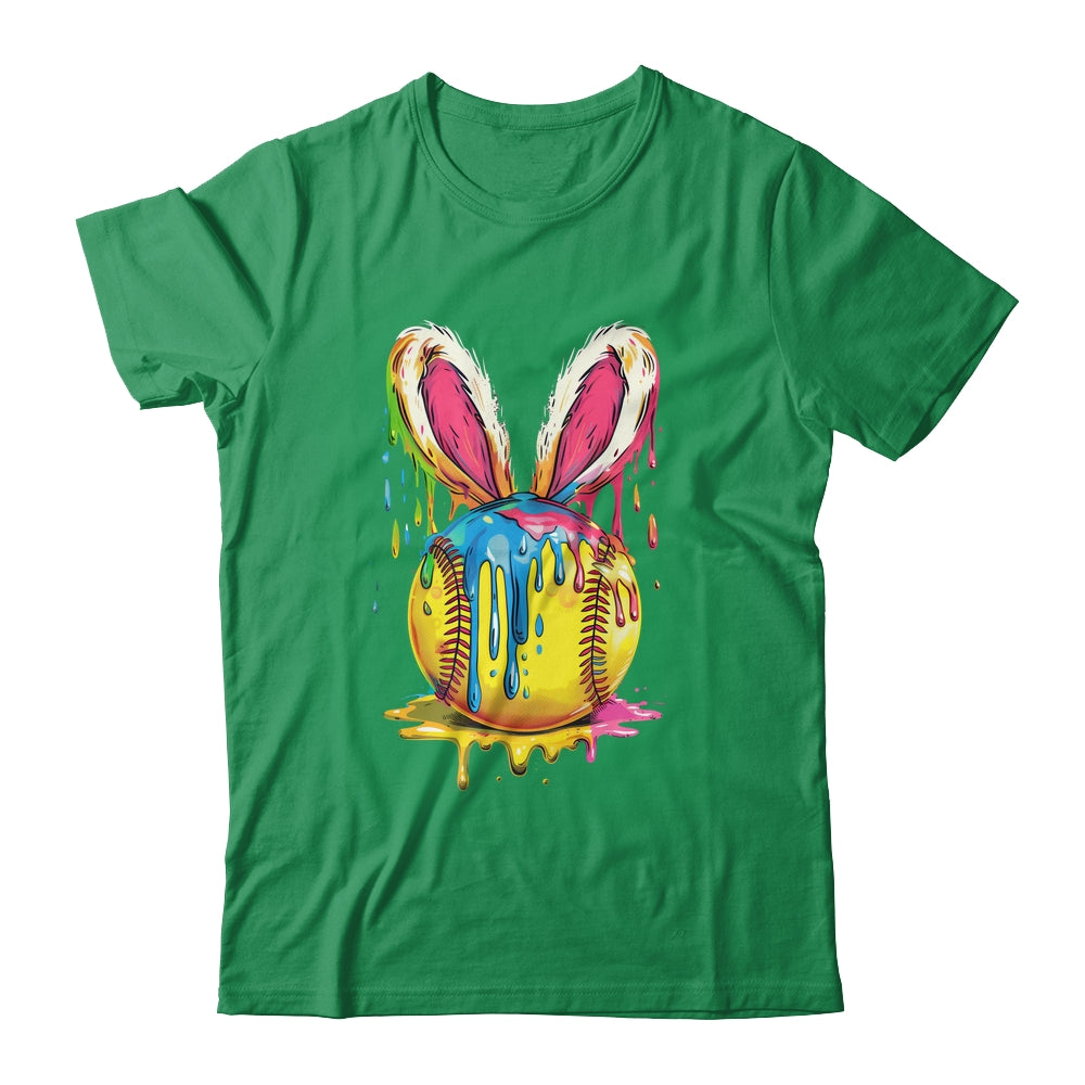 Happy Easter Bunny Softball Ice Cream Drip Women Girls Shirt & Hoodie | siriusteestore