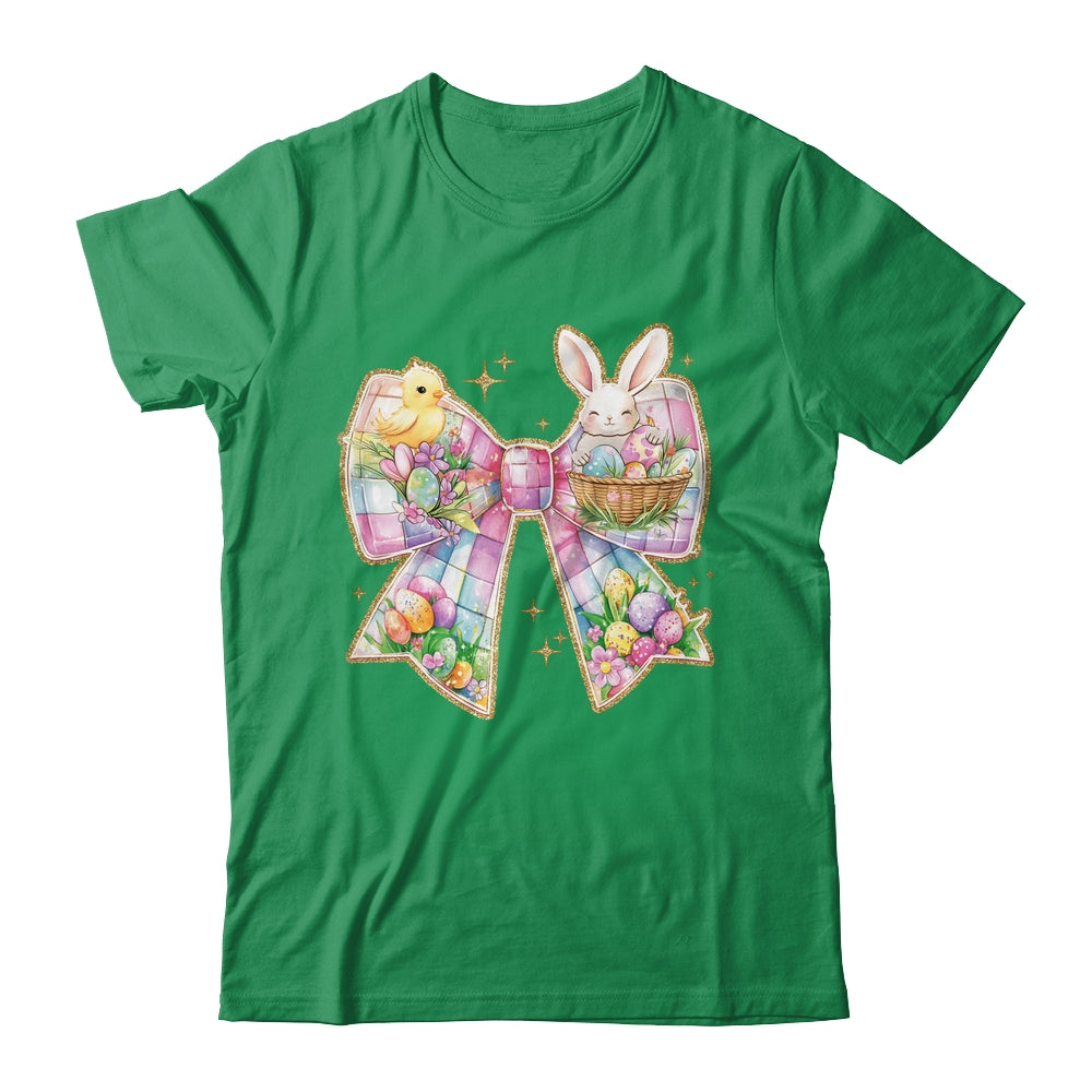 Happy Easter Coquette Bow Retro Bunny Bow Easter Floral Shirt & Sweatshirt | siriusteestore