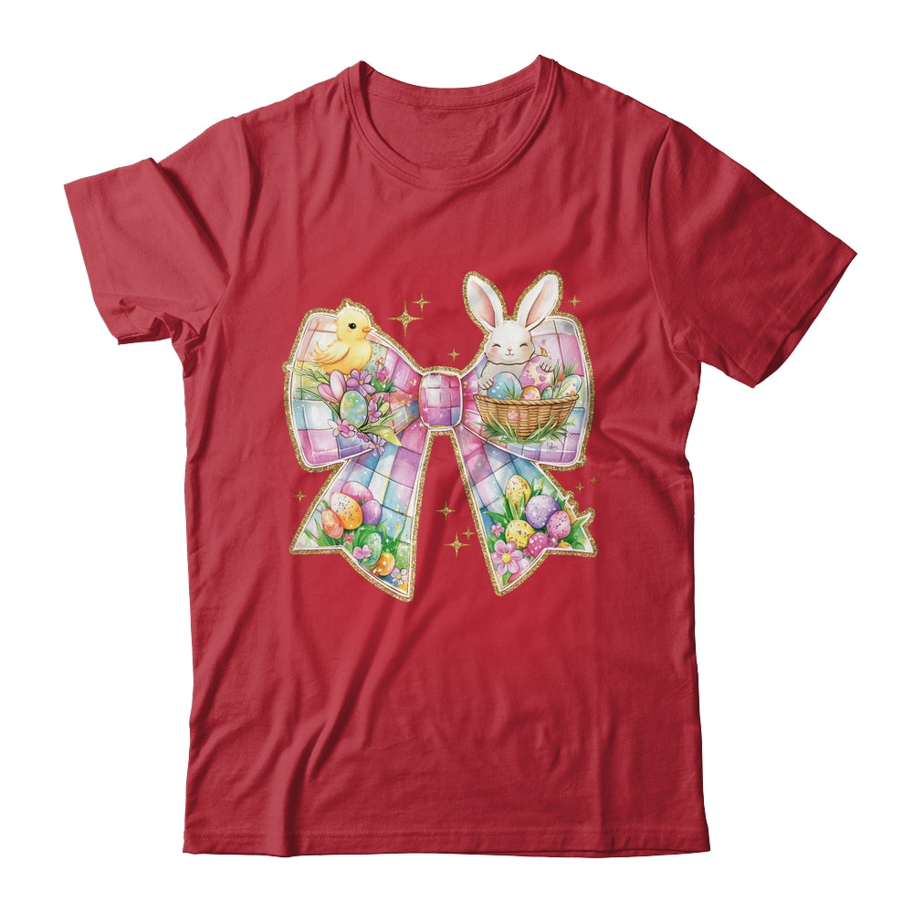 Happy Easter Coquette Bow Retro Bunny Bow Easter Floral Shirt & Sweatshirt | siriusteestore
