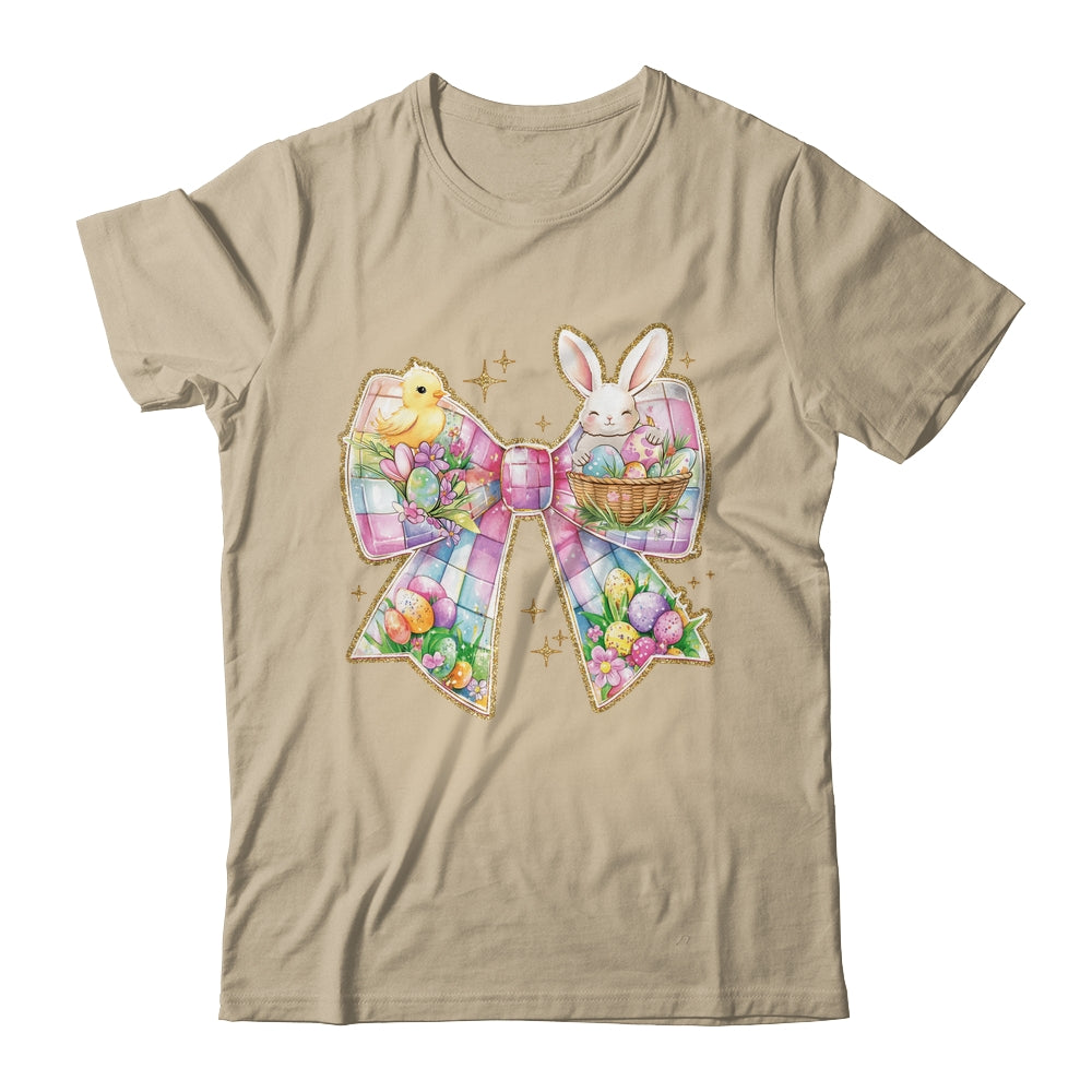 Happy Easter Coquette Bow Retro Bunny Bow Easter Floral Shirt & Sweatshirt | siriusteestore