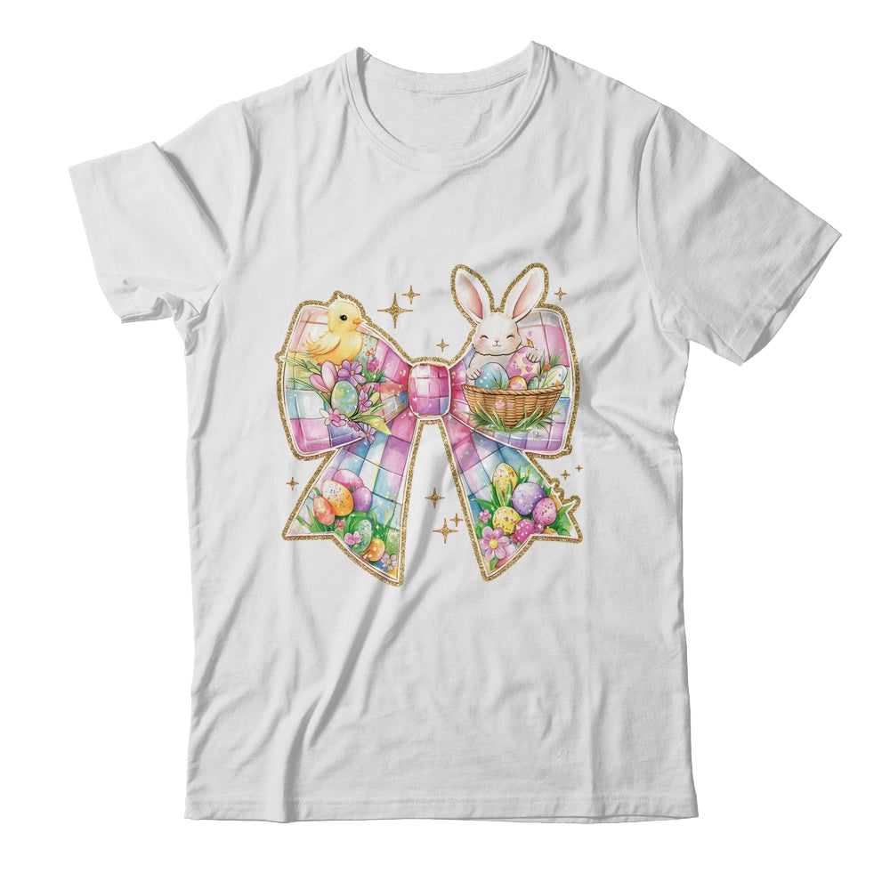 Happy Easter Coquette Bow Retro Bunny Bow Easter Floral Shirt & Sweatshirt | siriusteestore