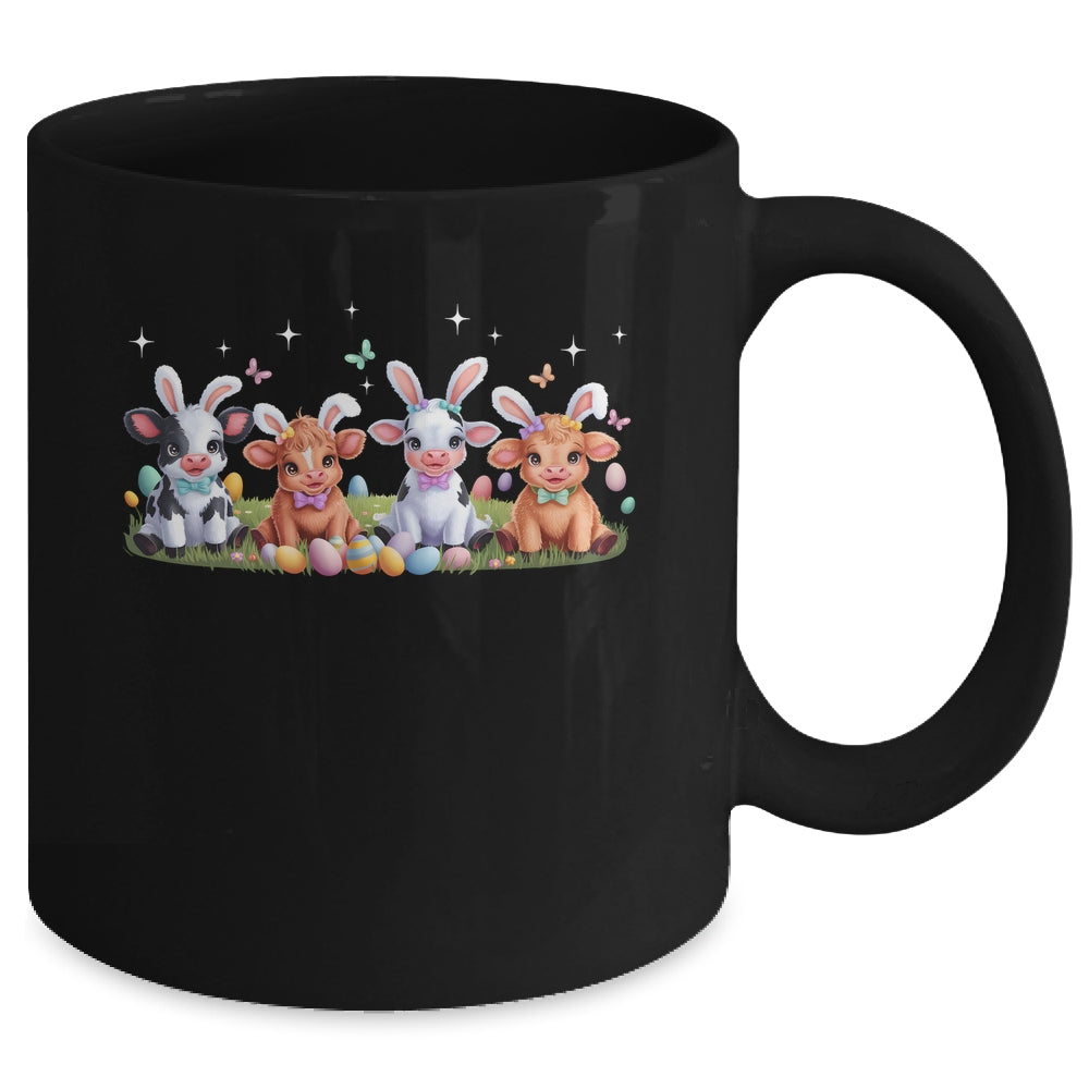Happy Easter Day Coquetter Highland Cow Easter Bunny Girls Mug | siriusteestore
