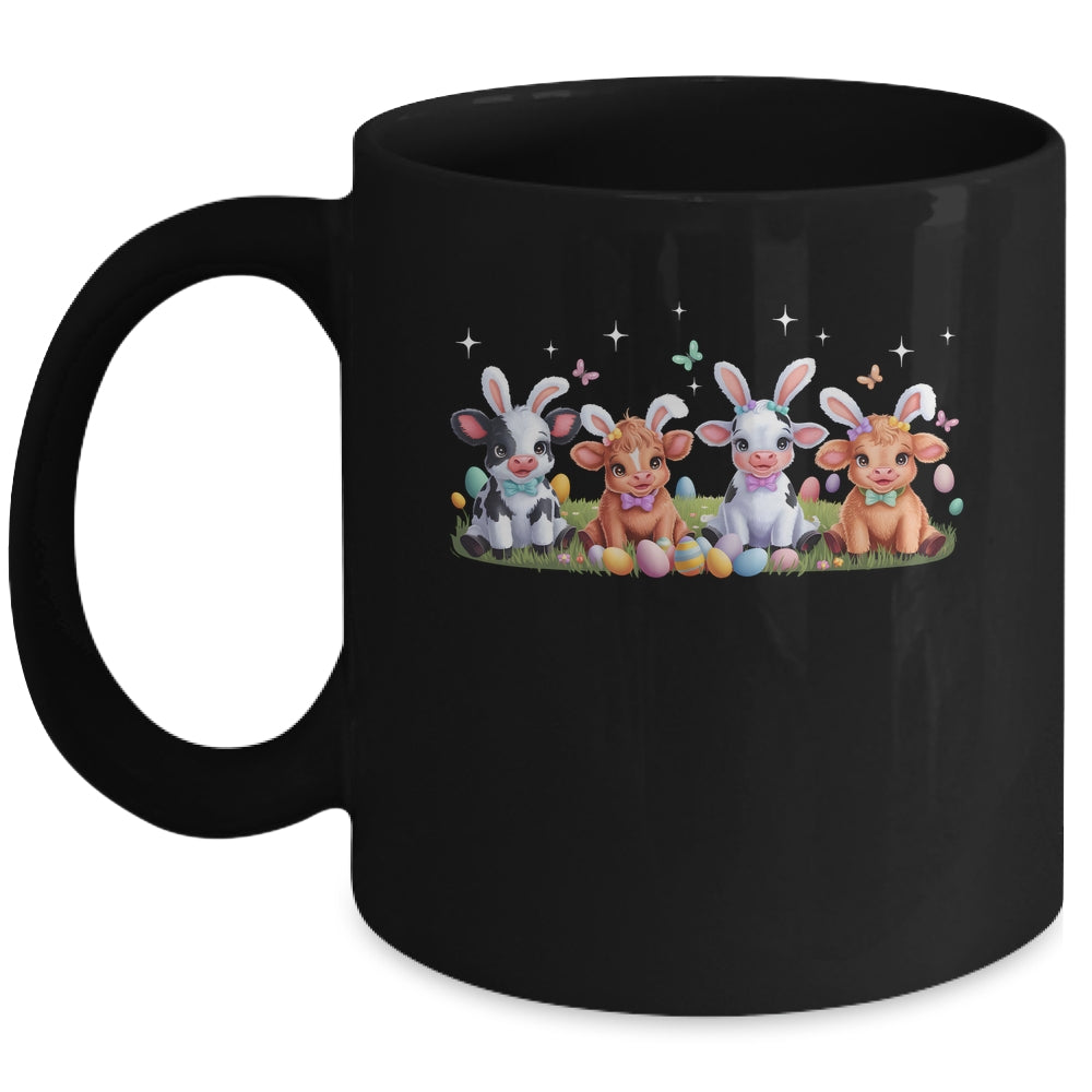 Happy Easter Day Coquetter Highland Cow Easter Bunny Girls Mug | siriusteestore