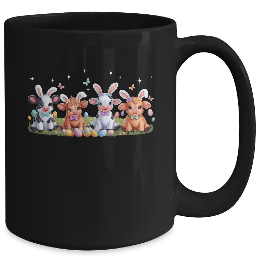 Happy Easter Day Coquetter Highland Cow Easter Bunny Girls Mug | siriusteestore