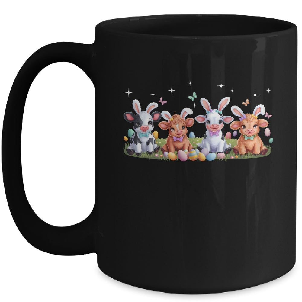 Happy Easter Day Coquetter Highland Cow Easter Bunny Girls Mug | siriusteestore