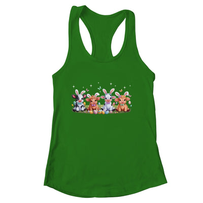 Happy Easter Day Coquetter Highland Cow Easter Bunny Girls Shirt & Tank Top | siriusteestore