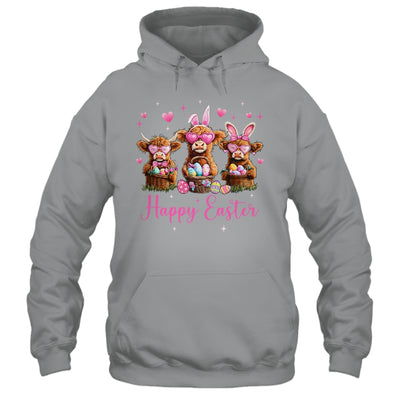Happy Easter Day Highland Cow Easter Bunny Egg Retro Girls Shirt & Tank Top | siriusteestore