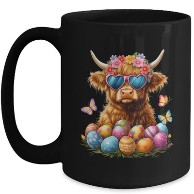 Happy Easter Highland Cow Women Girl Easter Day Farmer Mug | siriusteestore