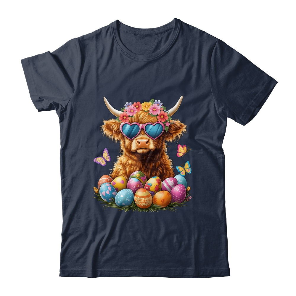 Happy Easter Highland Cow Women Girl Easter Day Farmer Shirt & Tank Top | siriusteestore
