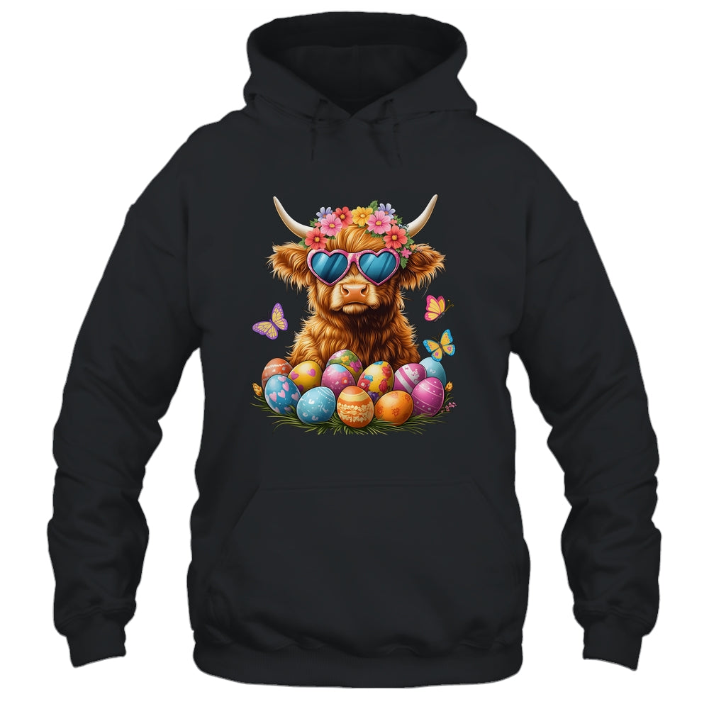 Happy Easter Highland Cow Women Girl Easter Day Farmer Shirt & Tank Top | siriusteestore