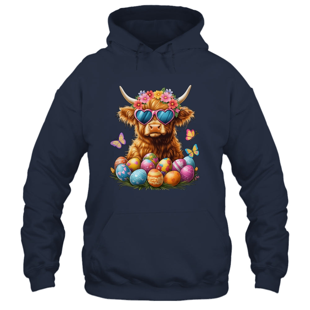 Happy Easter Highland Cow Women Girl Easter Day Farmer Shirt & Tank Top | siriusteestore