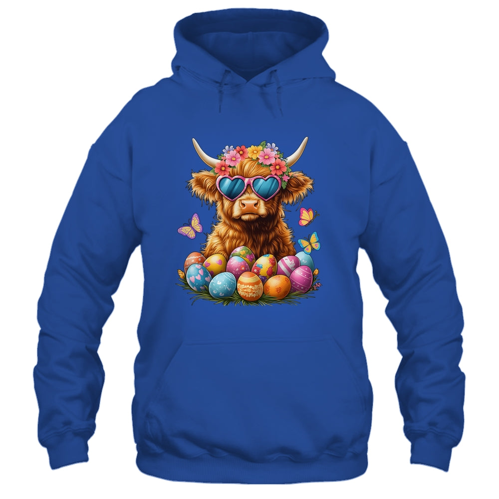 Happy Easter Highland Cow Women Girl Easter Day Farmer Shirt & Tank Top | siriusteestore
