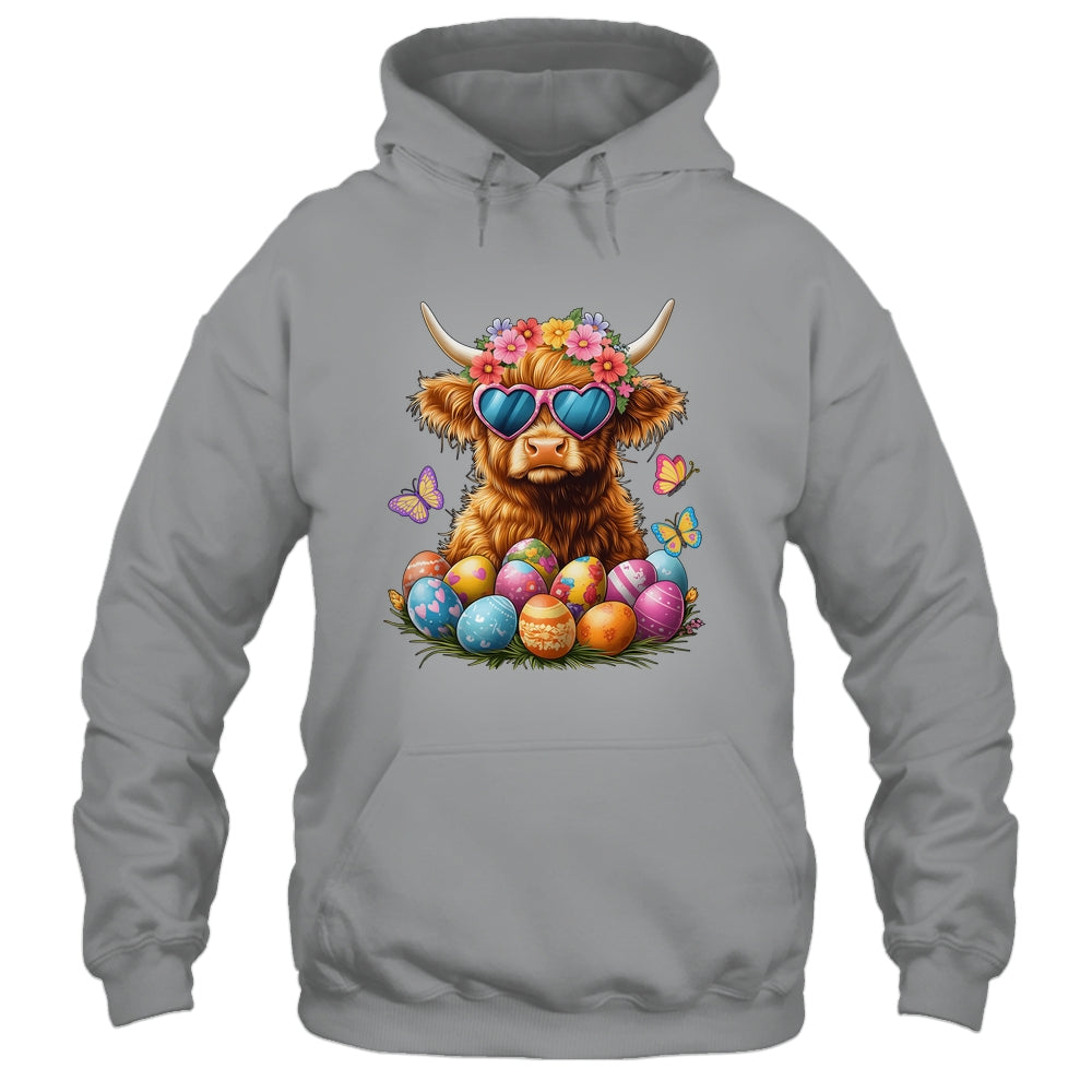 Happy Easter Highland Cow Women Girl Easter Day Farmer Shirt & Tank Top | siriusteestore