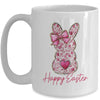 Happy Easter Pink Floral Bunny Easter Rabbit Coquette Girls Mug | siriusteestore