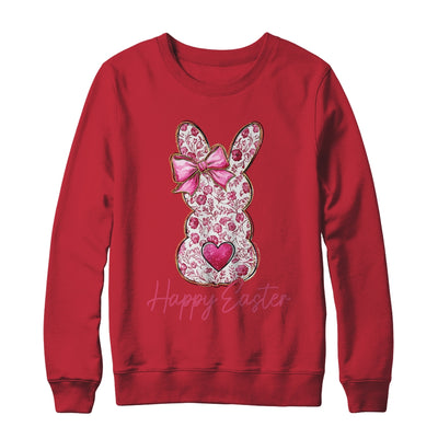 Happy Easter Pink Floral Bunny Easter Rabbit Coquette Girls Shirt & Sweatshirt | siriusteestore
