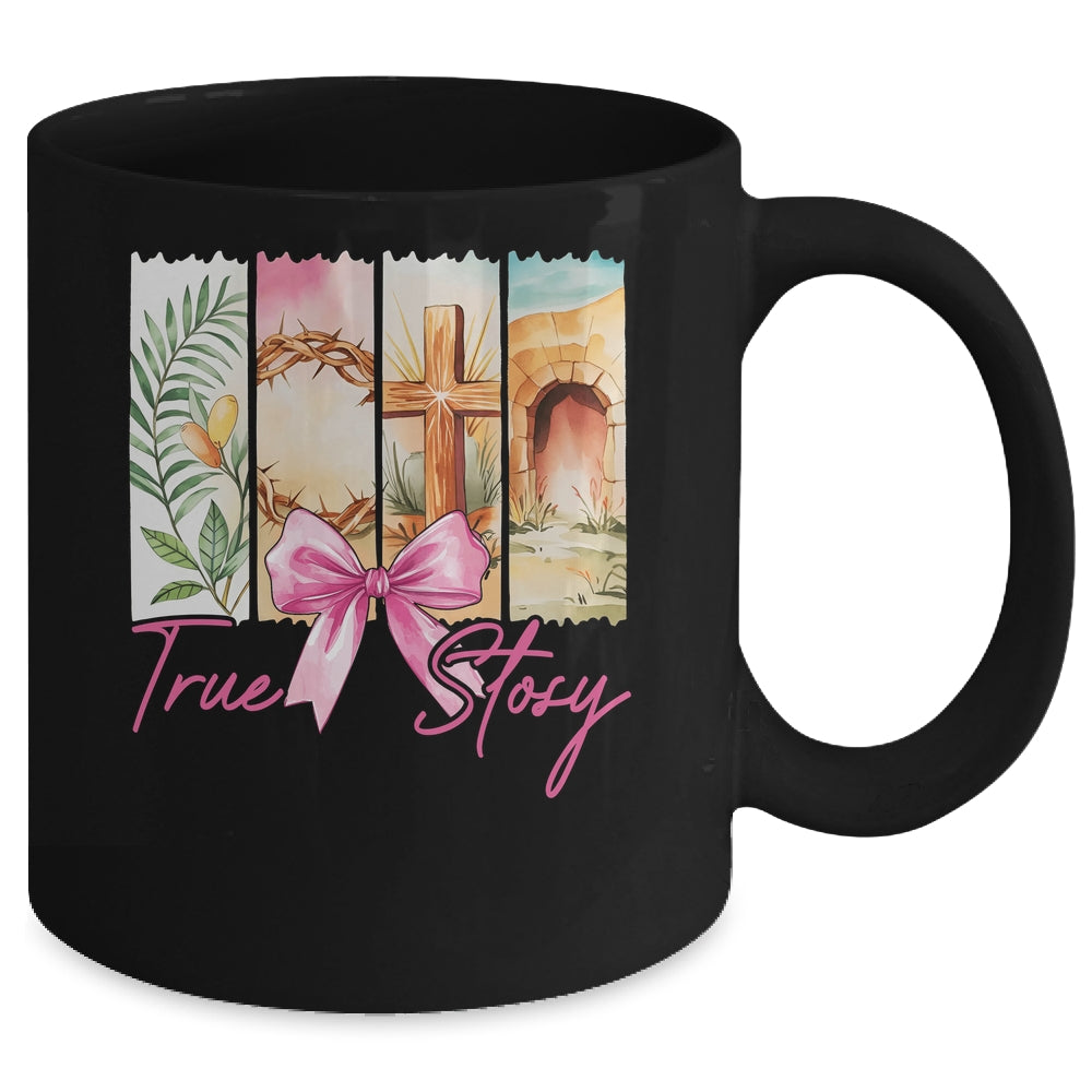 Happy Easter True Story He Is Risen Christian Coquette Bow Mug | siriusteestore