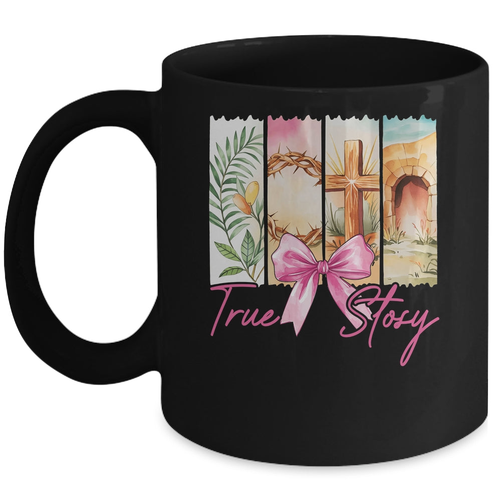 Happy Easter True Story He Is Risen Christian Coquette Bow Mug | siriusteestore