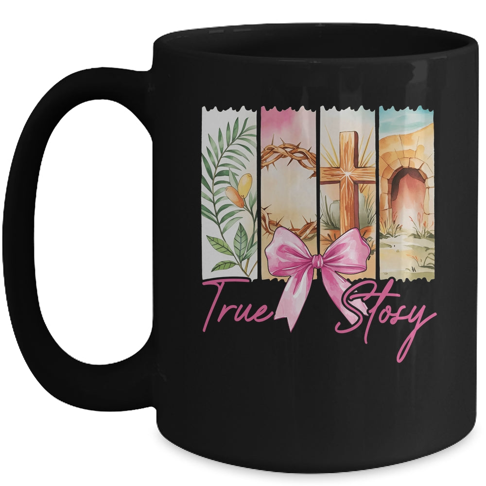 Happy Easter True Story He Is Risen Christian Coquette Bow Mug | siriusteestore