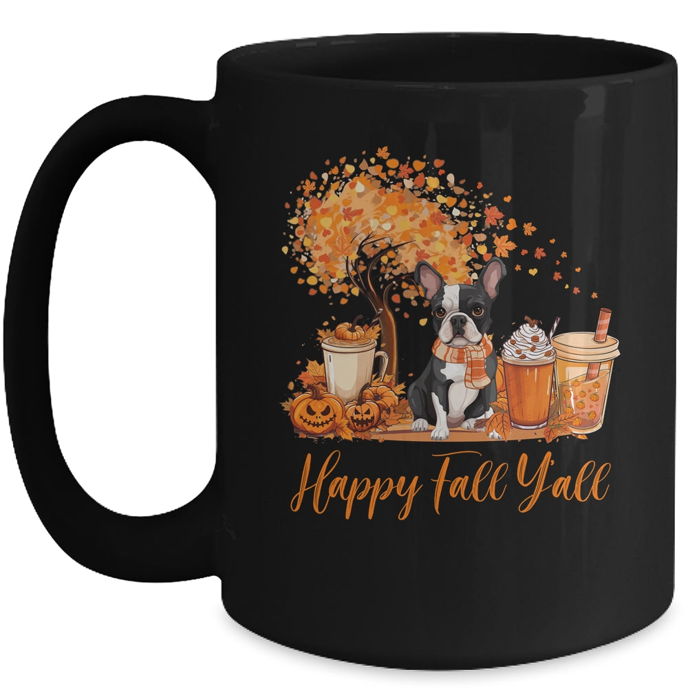 Happy Fall Y'all Boston Terrier Autumn Pumpkin Spice Latte Mug | siriusteestore