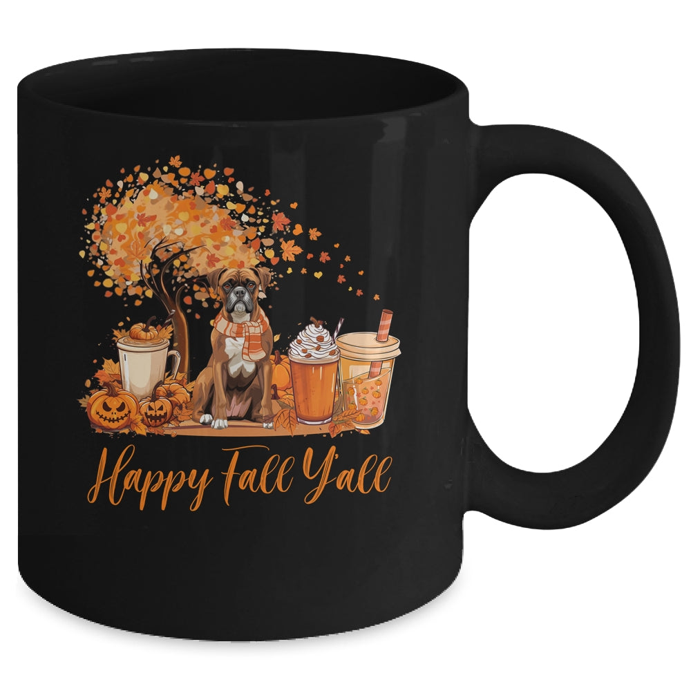Happy Fall Y'all Boxer Autumn Pumpkin Spice Latte Mug | siriusteestore