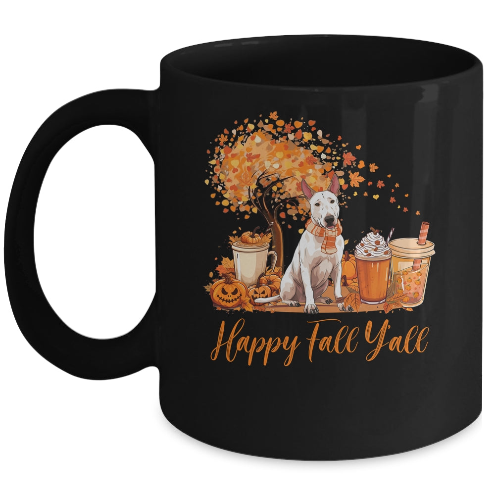 Happy Fall Y'all Bull Terrier Autumn Pumpkin Spice Latte Mug | siriusteestore