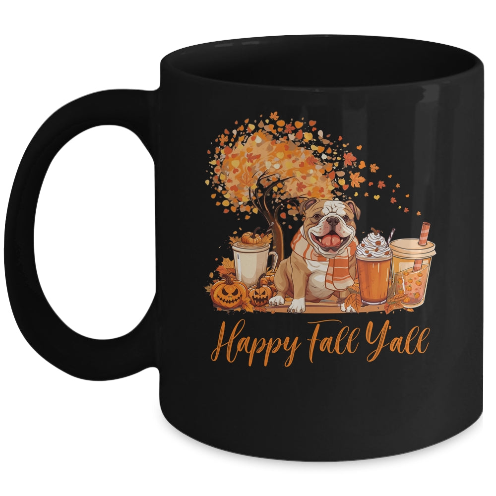 Happy Fall Y'all Bulldog Autumn Pumpkin Spice Latte Mug | siriusteestore