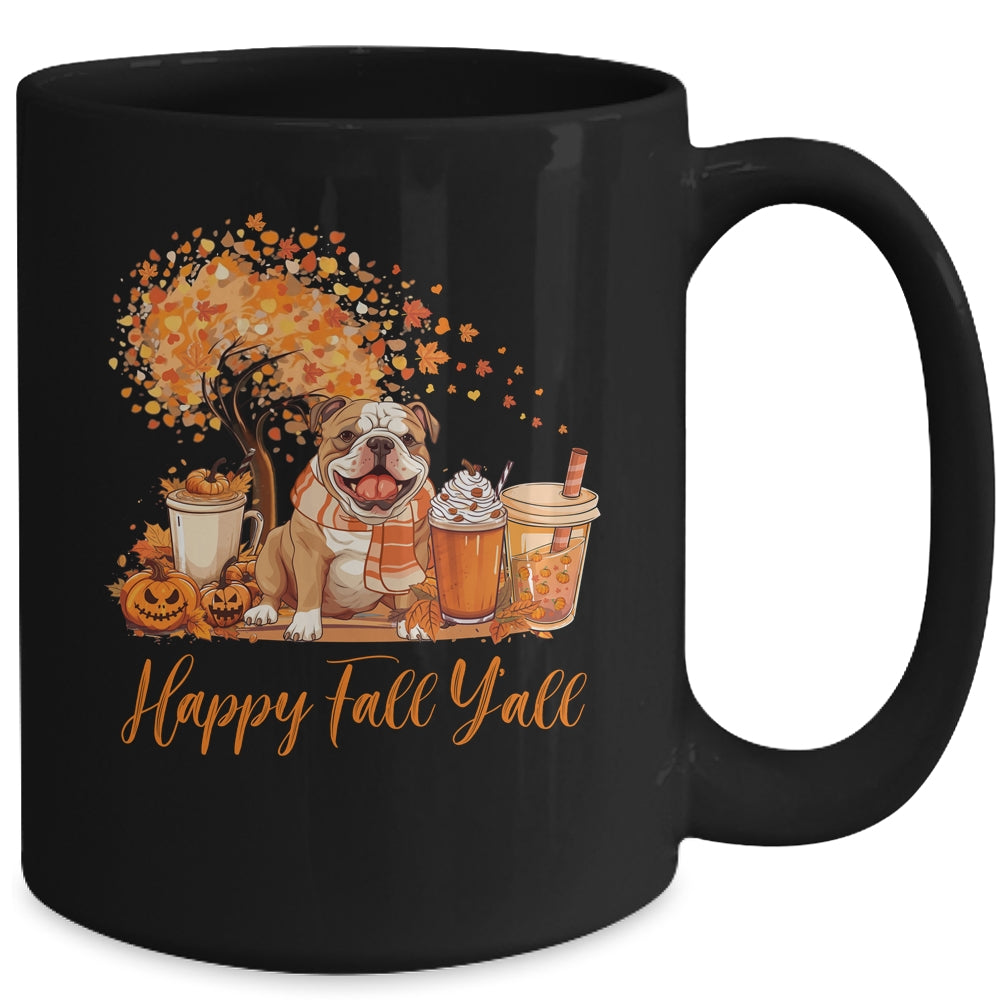 Happy Fall Y'all Bulldog Autumn Pumpkin Spice Latte Mug | siriusteestore